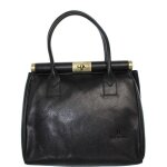 Sac � main - hexagona - ref 39807 - cuir - noir - 29x24x17 cm