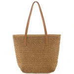 Sac en paille femme - leoclotho - marron - fermeture clair - taille unique - tress