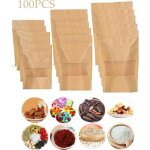 Sacs en papier kraft 100 pcs r�utilisables � fen�tre transparente sachets en papier kraft pour emballage ...