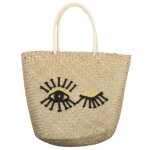 Sac de plage pop playa paille de bl� tr�ss�e motif clin doeil
