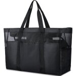 Sac de plage - bigilantuh - surdimensionn� - grande capacit� 35l - multi - poches - noir