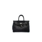 Sac port main - mac douglas - pyla buni - cuir de buffle - noir - bandoulire rglable