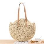 Sac rond paille femme - leoclotho - grande taille - beige - fibres naturelles - 44 * 41 cm - main - tress ...