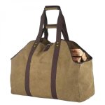 Sac de transport pour bois de chauffage bches en toile impermable - marron - linxor