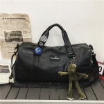 Sac de voyage - vitata - sac en cuir souple pu de grande capacit - noir - sparation humide et sche ...