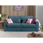 Sacha - canap� 3 places convertible express couchage quotidien 140 cm matelas 12 cm en velours c�tel� ...