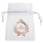 Sachet  drages - just married - blanc et rose gold - organdi transparent - 7. 5cm x 10cm - lot de 6 ...
