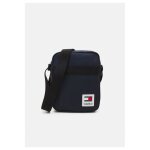 Sac port paule - tommy jeans - sacoche cuir pu patch logo - bleu - 16x20x6 cm - bandoulire rglable ...