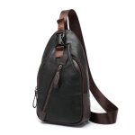 Sacoche homme bandouliere - fondupin - noir - cuir - 16 * 5 * 29 cm - 270g