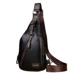 Sacoche homme bandouli�re - mobigarlan - imperm�able - cuir pu - 17x5x35 cm - zipp�e