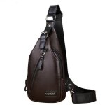 Sacoche homme bandouli�re - mobigarlan - imperm�able - cuir pu - 17x5x35 cm - zipp�e