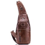 Sacoche homme bandouliere - fondupin - marron - cuir véritable - poitrine - voyage - sport Sacoche homme bandouliere - fondupin - marron - cuir véritable - poitrine - voyage - sport