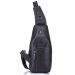 Sacoche homme bandouliere - fondupin - cuir vritable - noir - poche  glissire avant / arrire