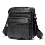 Sacoche hommes cuir - mobigarlan - wx331 - noir - bandoulire cartable - pochette voyage