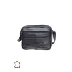 Sacoche - homme / femme - pochette - bandoulire - cuir - vritable - noir - 20 x 16 cm - fabrique en ...