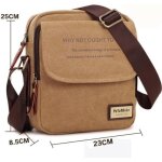 Sacoche homme en toile - insfity - kaki - bandouli�re r�glable - multiples poches
