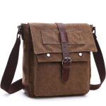 Sacoche homme toile sac bandouli�re vintage couleur unie - caf� - insfity - 24x9. 5x28 cm - 0. 65 kg