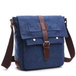 Sacoche homme toile sac bandouli�re vintage - insfity - bleu - 6 compartiments pratiques