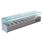 Vitrine inox réfrigérée à ingrédients 8 x gn 1 / 4 (p)100 mm 150 w 220 v - mono Vitrine inox réfrigérée à ingrédients 8 x gn 1 / 4 (p)100 mm 150 w 220 v - mono