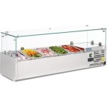 Vitrine inox réfrigérée à ingrédients 5 x gn 1 / 4 (p)100 mm 150 w 220 v - mono Vitrine inox réfrigérée à ingrédients 5 x gn 1 / 4 (p)100 mm 150 w 220 v - mono
