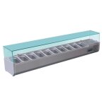 Vitrine inox réfrigérée à ingrédients 10 x gn 1 / 4 (p)100 mm 230 w 220 v - mono Vitrine inox réfrigérée à ingrédients 10 x gn 1 / 4 (p)100 mm 230 w 220 v - mono