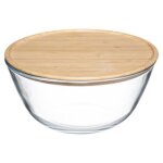 Saladier & couvercle bambou 25l transparent