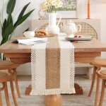 Salalis chemin de table de 71 pouces chemin de table rustique en macram� chemin de table en coton d�coration ...