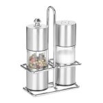Relaxdays salire et moulin  poivre en cramique en lot de 2 acier inoxydable avec support sel et poivre ...