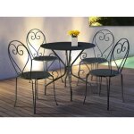 Salle � manger de jardin en m�tal fa�on fer forg� : une table et 4 chaises empilables - anthracite - ...