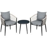 Outsunny - ensemble de salon de jardin - acier - 57x60x75cm - gris Outsunny - ensemble de salon de jardin - acier - 57x60x75cm - gris