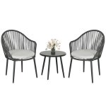 Salon de jardin 2 personnes - outsunny - 2 fauteuils 1 table basse - coussins inclus - plateau en verre ... Salon de jardin 2 personnes - outsunny - 2 fauteuils 1 table basse - coussins inclus - plateau en verre ...