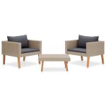 Salon de jardin 3 pcs avec coussins - beige - 76 x 67 x 60 cm