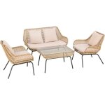 Outsunny - salon de jardin - r�sine tress�e - 118x69x73cm - beige