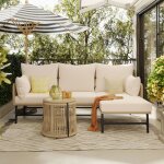 Salon de jardin 4 places en acier canap� dangle avec table basse design modulable