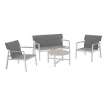 Salon de jardin 4 places en aluminium blanc - oviala