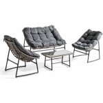 Salon de jardin 4 places en mtal et rsine gris