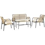 Ensemble salon de jardin outsunny 4 pièces canapé 2 places + 2 fauteuils + 1 table basse avec coussins ... Ensemble salon de jardin outsunny 4 pièces canapé 2 places + 2 fauteuils + 1 table basse avec coussins ...