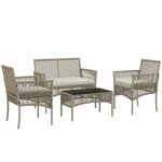 Ensemble salon de jardin outsunny 4 pièces canapé 2 places + 2 fauteuils + 1 table basse plateau verre ... Ensemble salon de jardin outsunny 4 pièces canapé 2 places + 2 fauteuils + 1 table basse plateau verre ...