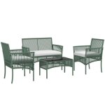 Ensemble salon de jardin outsunny 4 pièces canapé 2 places + 2 fauteuils + 1 table basse plateau verre ... Ensemble salon de jardin outsunny 4 pièces canapé 2 places + 2 fauteuils + 1 table basse plateau verre ...