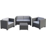 Salon de jardin 4 places en r�sine anthracite (1 table basse + 1 canap� 2 places + 2 fauteuils)