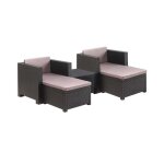 Salon de jardin de 4 places en résine tressée anthracite (2 fauteuils + 2 poufs + table basse) Salon de jardin de 4 places en résine tressée anthracite (2 fauteuils + 2 poufs + table basse)