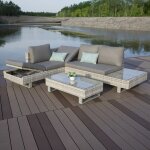 Salon de jardin 5 personnes gris - salon de jardin avec transat r�glable - salon de jardin en r�sine ...