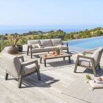 Salon de jardin axiome 5 places beige et praline - hesp�ride