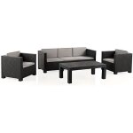 Salon de jardin 5 places en résine anthracite (1 table basse + 1 canapé 3 places + 2 fauteuils) Salon de jardin 5 places en résine anthracite (1 table basse + 1 canapé 3 places + 2 fauteuils)