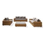 Salon de jardin 6 places en r�sine tress�e borabora 220cm marron