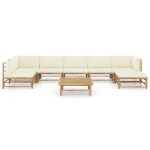Salon de jardin - mothinessto - ly4262 - 8 pi�ces - bambou - coussins amovibles