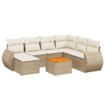 Salon de jardin - vidaxl - 8 pi�ces - beige - r�sine tress�e - coussins �pais