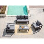 Salon de jardin en aluminium: un canap� 3 places 2 fauteuils une table basse - anthracite - molokai de ...