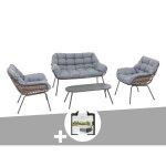 Salon de jardin en aluminium paopao graphite + housse - 4 places - hesp�ride