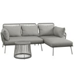 Outsunny - salon de jardin - rsine - 125x77x82cm - gris